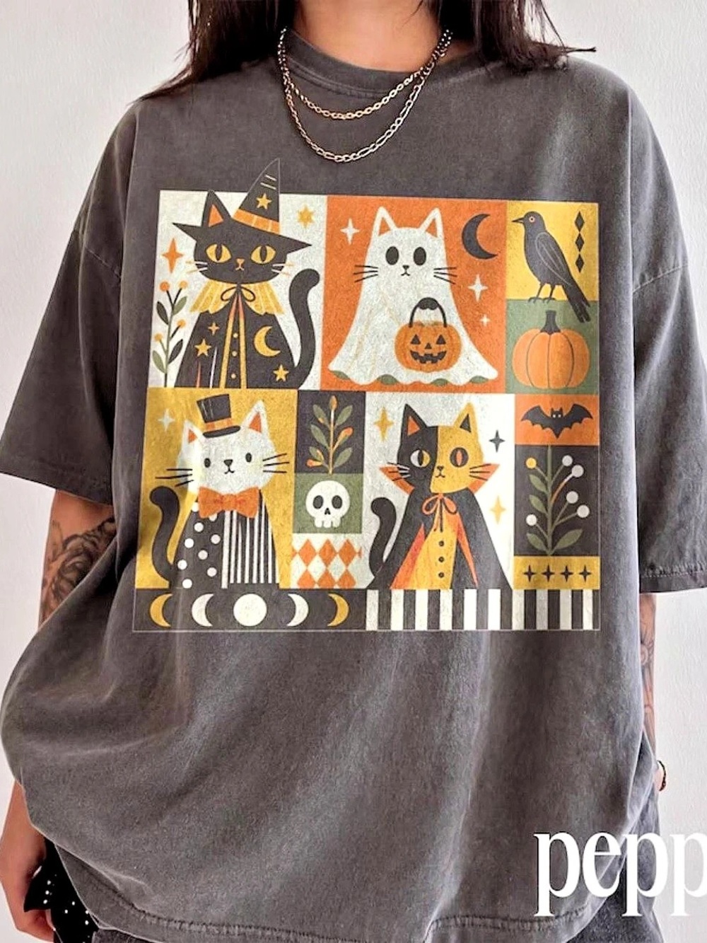 Comfort Colors Funny Cats Graphic Short Sleeve T-Shirt in Pepper